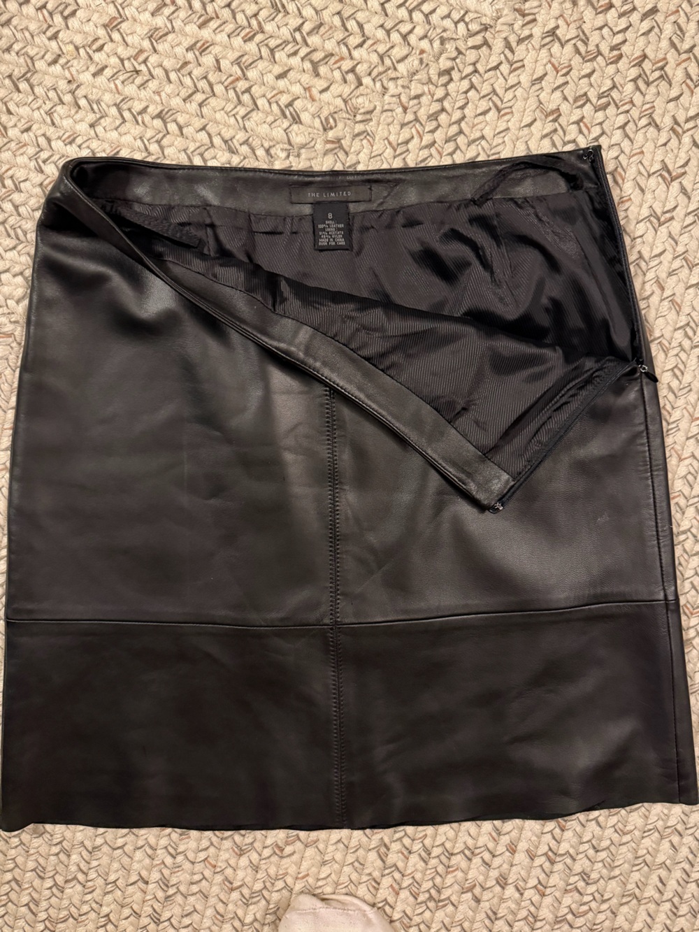 The Limited Black Leather Mini Skirt 8 Panel